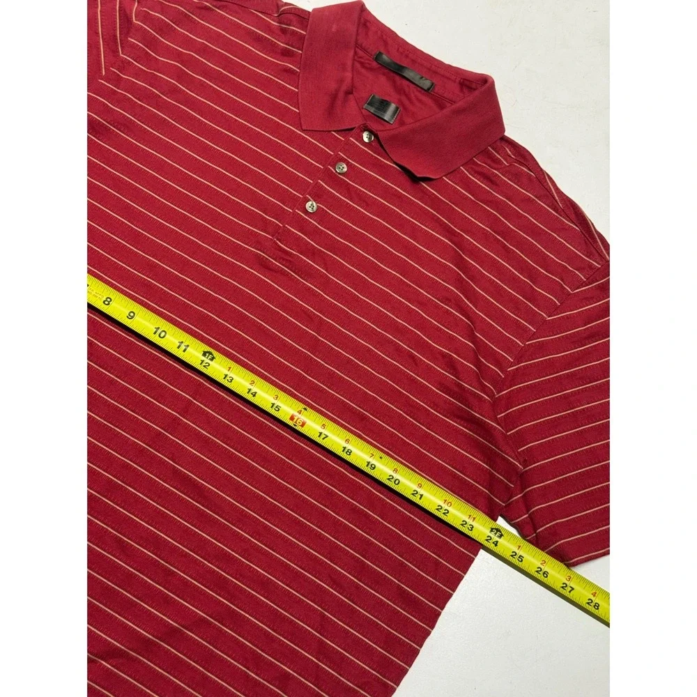 Nike Golf Dri-FIT Tiger Woods TW Polo Shirt Men's Striped Short Sleeve Red‎